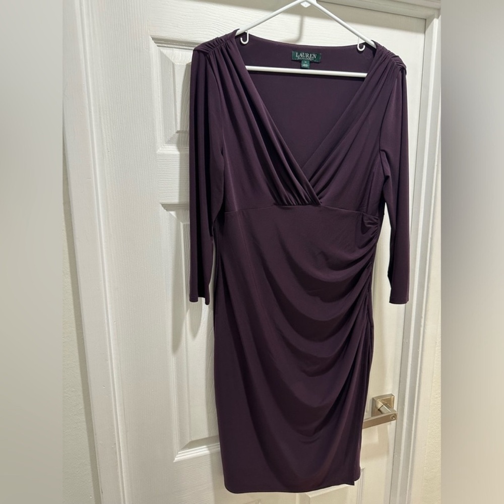 Ralph Lauren Purple Ruched Wrap Dress